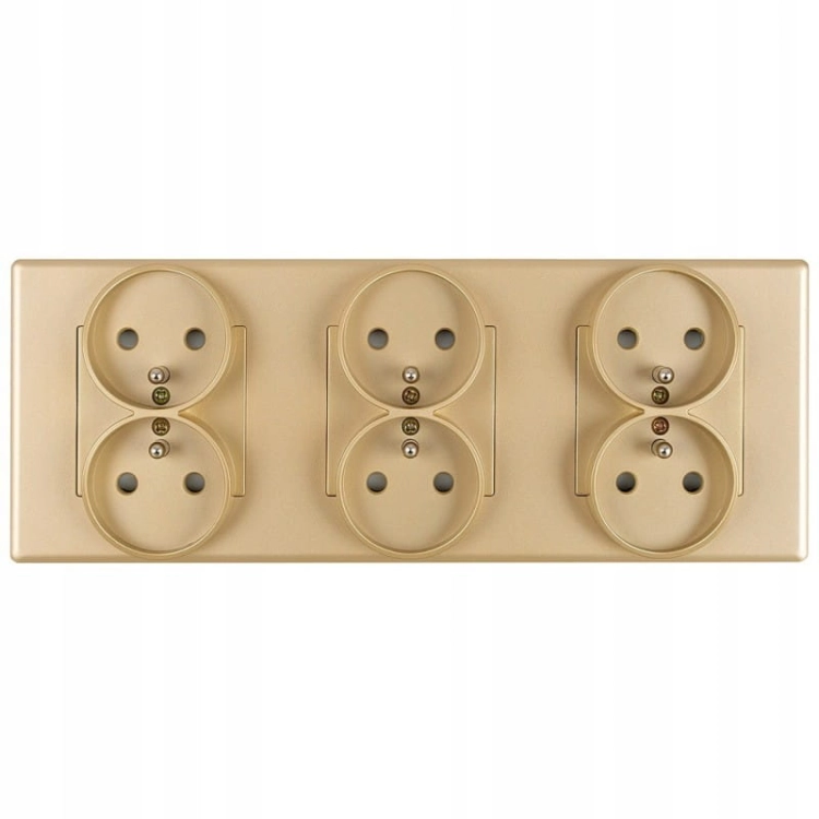 Drievoudig Stopcontact Goud Set Drievoudig PVC-Afdekraam En 3 X Dubbel Stopcontact MIUUN