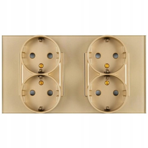Dubbel Viervoudig Glazen Schuko-Stopcontact Goud Glas Tweevoudig Afdekraam MIUUN