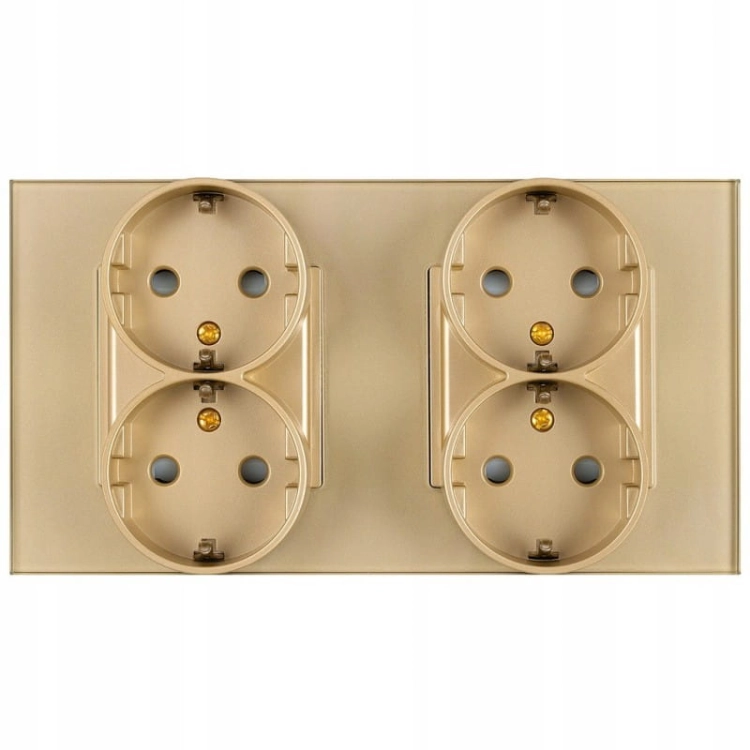 Dubbel Viervoudig Glazen Schuko-Stopcontact Goud Glas Tweevoudig Afdekraam MIUUN