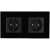 Dubbel Schuko-Stopcontact Glas Zwart Set Tweevoudig Afdekraam En 2 X Enkel Stopcontact MIUUN