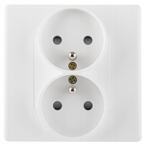 Dubbel Stopcontact Wit Met Aardpen Set Met PVC-Afdekraam MIUUN