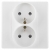 Dubbel Stopcontact Wit Met Aardpen Set Met PVC-Afdekraam MIUUN