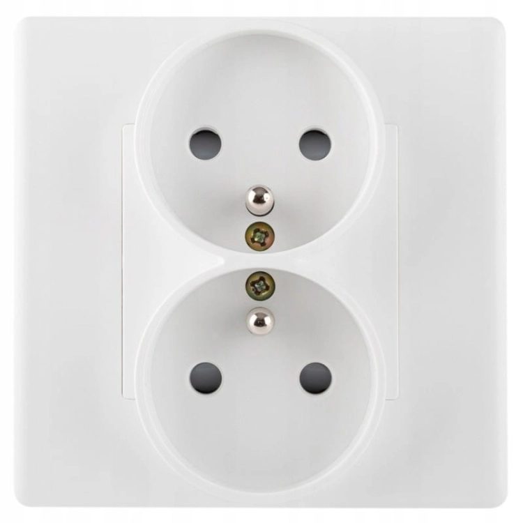 Dubbel Stopcontact Wit Met Aardpen Set Met PVC-Afdekraam MIUUN