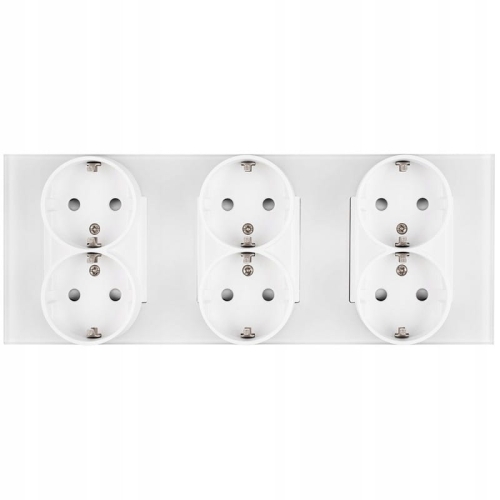 Drievoudig Dubbel Schuko-Stopcontact Glas Wit Drievoudig Afdekraam
