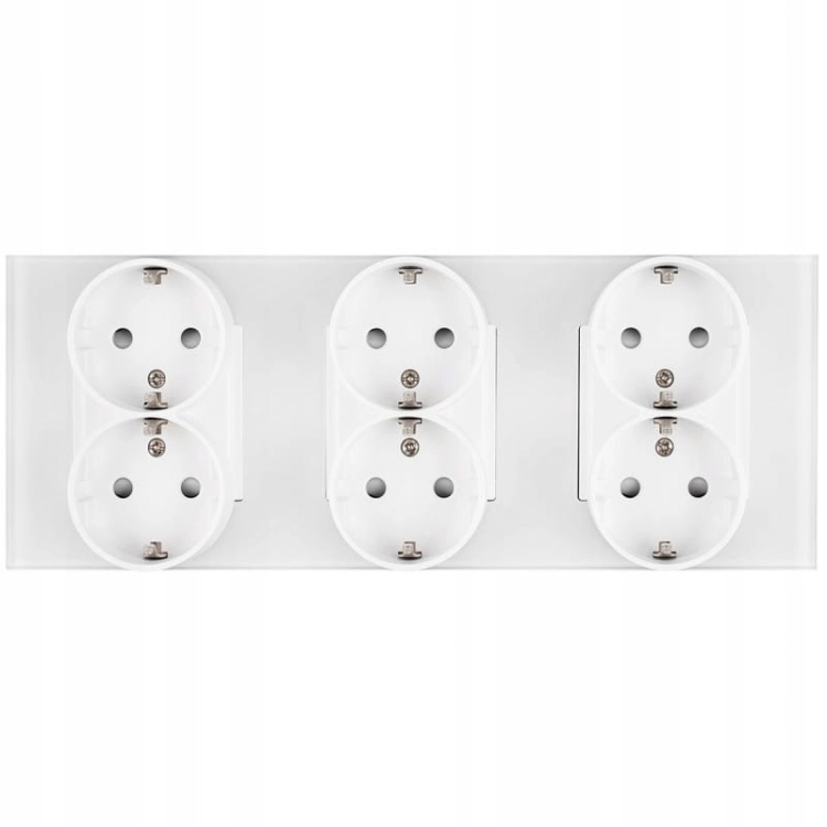 Drievoudig Dubbel Schuko-Stopcontact Glas Wit Drievoudig Afdekraam
