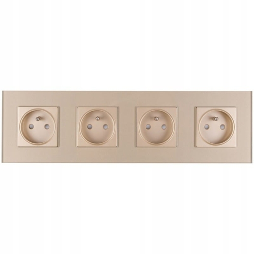 Viervoudig Glazen Stopcontact Goud Set Viervoudig Afdekraam En 4 X Stopcontact