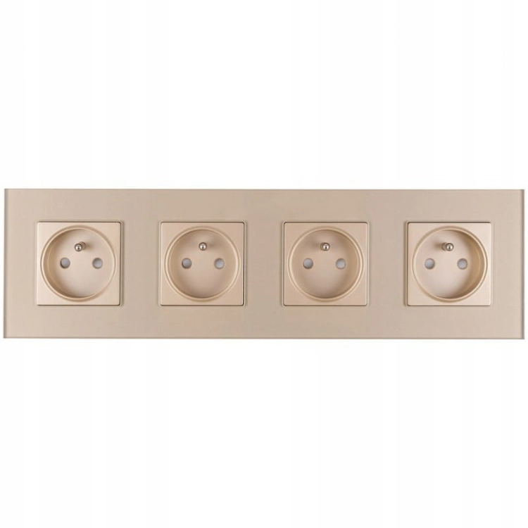 Viervoudig Glazen Stopcontact Goud Set Viervoudig Afdekraam En 4 X Stopcontact