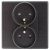 Dubbel Stopcontact Zwart Met Aardpen Set Met PVC-Afdekraam