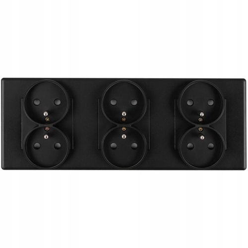 Drievoudig Stopcontact Zwart Set PVC Drievoudig Afdekraam En 3 X Dubbel Stopcontact MIUUN