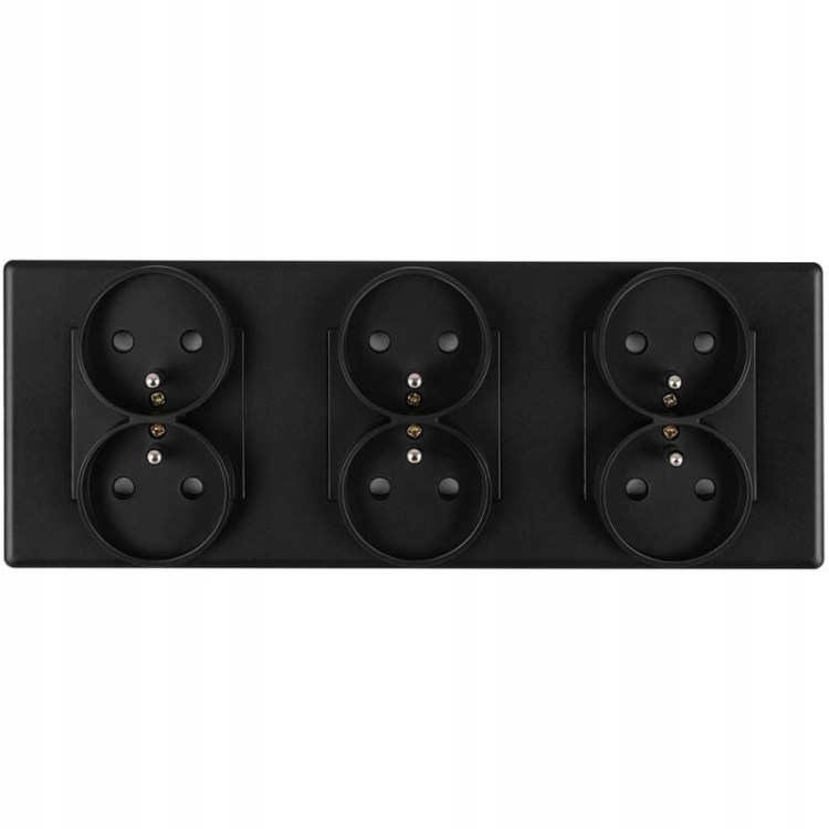 Drievoudig Stopcontact Zwart Set PVC Drievoudig Afdekraam En 3 X Dubbel Stopcontact MIUUN