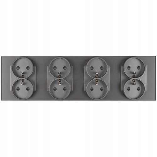 Viervoudig Stopcontact Glas Grijs Set Viervoudig Afdekraam En 4 X Dubbel Stopcontact MIUUN
