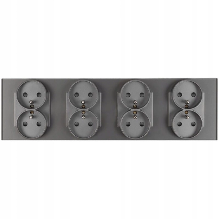 Viervoudig Stopcontact Glas Grijs Set Viervoudig Afdekraam En 4 X Dubbel Stopcontact MIUUN