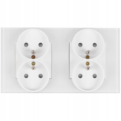 Dubbel Glazen Stopcontact Wit Set Tweevoudig Afdekraam En 2 X Dubbel Stopcontact MIUUN
