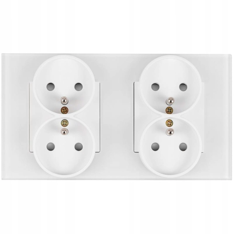 Dubbel Glazen Stopcontact Wit Set Tweevoudig Afdekraam En 2 X Dubbel Stopcontact MIUUN
