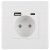 Stopcontact Wit Met Aardpen + Dubbele USB-Lader A+C 20W Set Met PVC-Afdekraam MIUUN