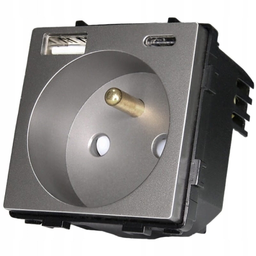 Stopcontact Grijs Met Aardpen + USB A+C 20W Set Met Afdekraam PVC MIUUN