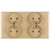 Dubbel Stopcontact Goud Set PVC Tweevoudig Afdekraam En 2 X Stopcontact MIUUN