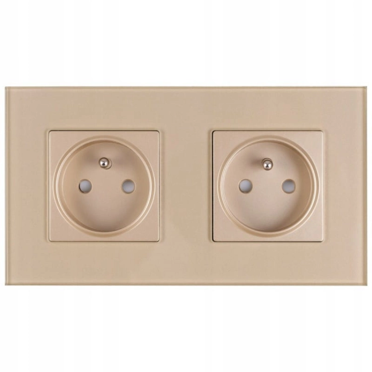 Dubbel Glazen Stopcontact Goud Set Tweevoudig Afdekraam En 2 X Stopcontact