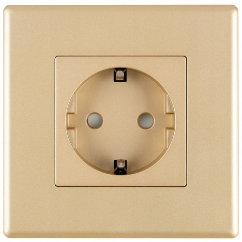 Schuko-Stopcontact Met Aarding Zonder Aardpen Goud Set Met Kunststof Afdekraam MIUUN