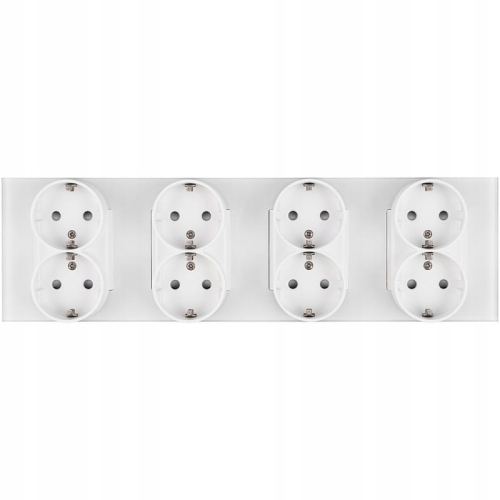 Viervoudig Schuko-Stopcontact Glas Wit Viervoudig Afdekraam En 4 X Stopcontact
