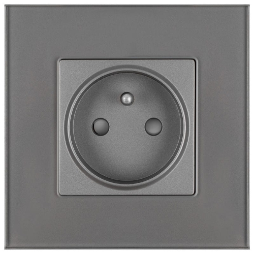Enkel Stopcontact Met Aardpen Glas Grijs