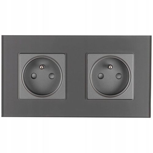 Dubbel Glazen Stopcontact Grafiet Set Tweevoudig Afdekraam En 2 X Enkel Stopcontact MIUUN