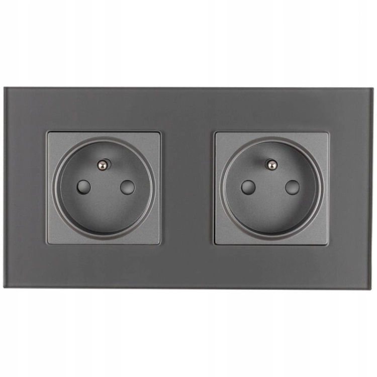 Dubbel Glazen Stopcontact Grafiet Set Tweevoudig Afdekraam En 2 X Enkel Stopcontact MIUUN
