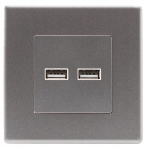 Stopcontact Grijs + Dubbele USB-Lader 3.1A Type A+A Set Met Afdekraam PVC MIUUN