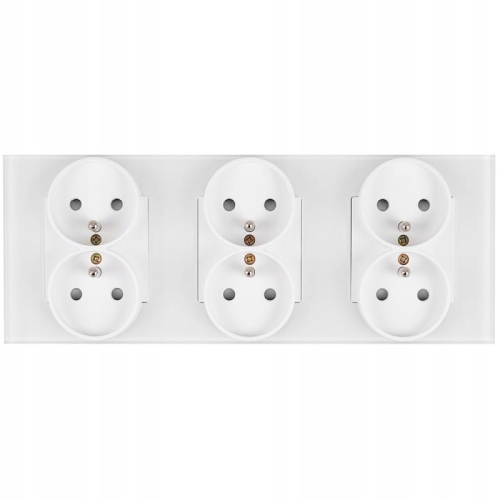 Drievoudig Glazen Stopcontact Wit Set Drievoudig Afdekraam En 3 X Dubbel Stopcontact MIUUN