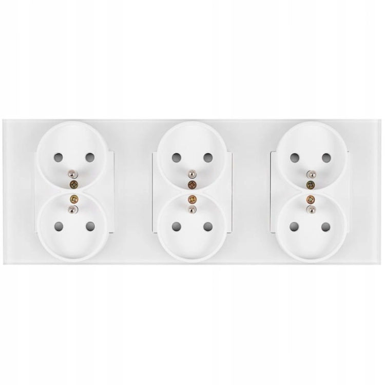 Drievoudig Glazen Stopcontact Wit Set Drievoudig Afdekraam En 3 X Dubbel Stopcontact MIUUN