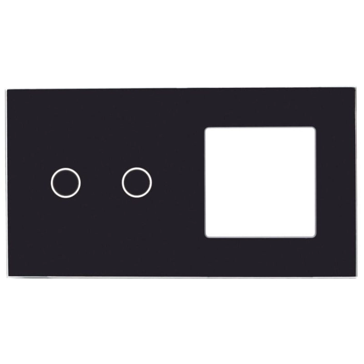 Afdekraam Touchpaneel Tweevoudig 2+S Glas Zwart