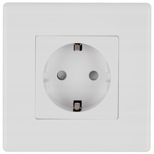 Schuko-Stopcontact Wit Met Randaarde Zonder Aardpen Set Met PVC-Afdekraam MIUUN