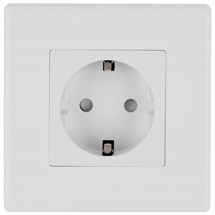 Schuko-Stopcontact Wit Met Randaarde Zonder Aardpen Set Met PVC-Afdekraam MIUUN