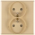Dubbel Stopcontact Goud Met Aardpen Set Met PVC-Afdekraam MIUUN