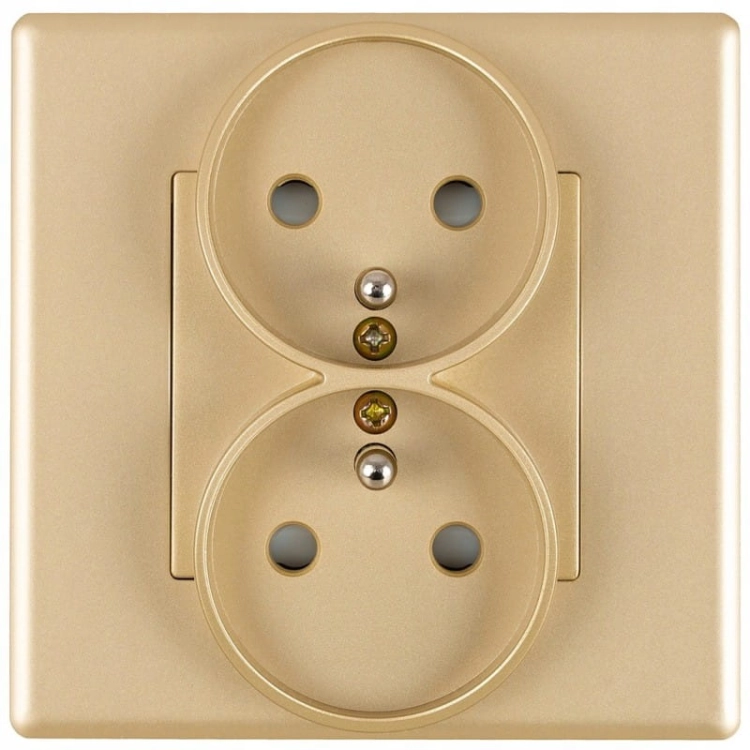 Dubbel Stopcontact Goud Met Aardpen Set Met PVC-Afdekraam MIUUN