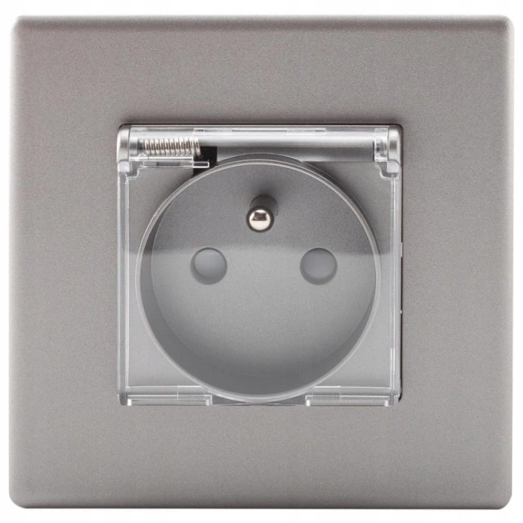 Stopcontact Met Klep En Aardpen Grijs Set Met Afdekraam PVC MIUUN
