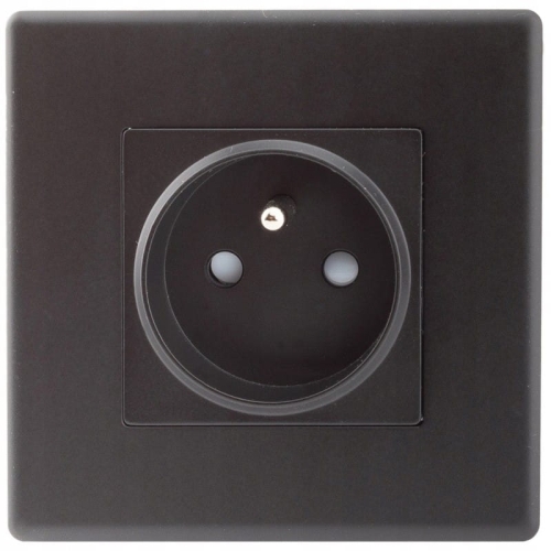 Stopcontact Zwart Met Aardpen En Aarding Set Met PVC-Afdekraam