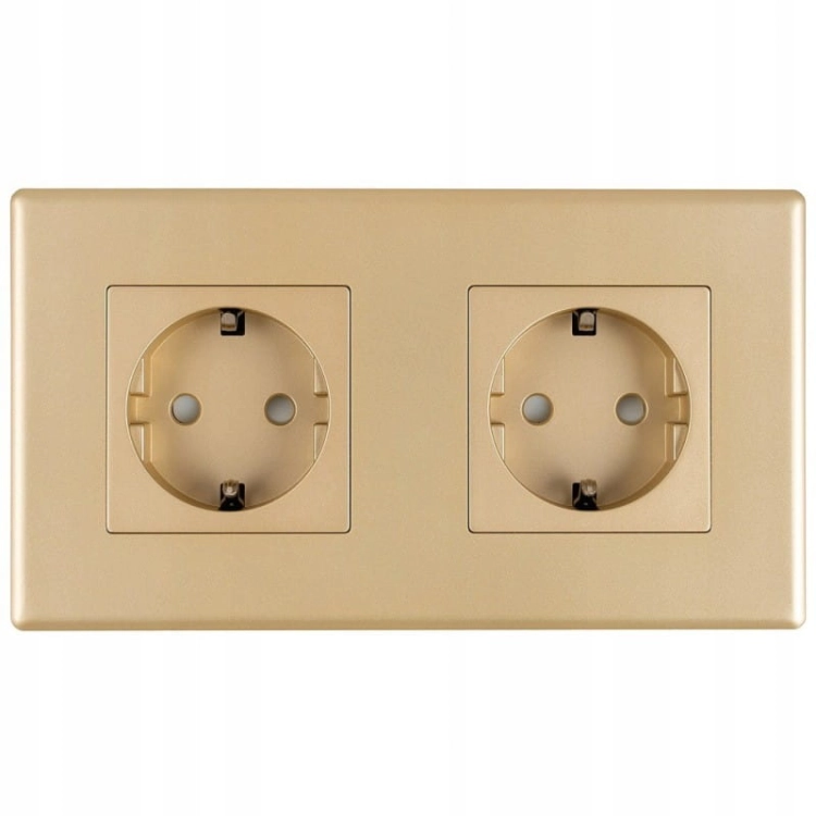 Dubbel Schuko-Stopcontact Goud Set PVC Tweevoudig Afdekraam 2 X Stopcontact MIUUN