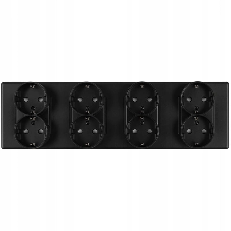 Viervoudig Schuko-Stopcontact Zwart PVC-Afdekraam Viervoudig En 4 X Stopcontact