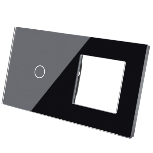Afdekraam Touchpaneel Tweevoudig 1+S Glas Zwart