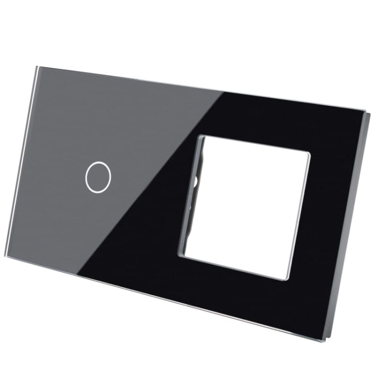 Afdekraam Touchpaneel Tweevoudig 1+S Glas Zwart