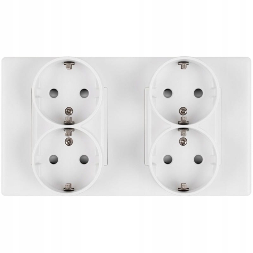 Dubbel Viervoudig Schuko-Stopcontact PCV Tweevoudig Afdekraam En 2 X Stopcontact