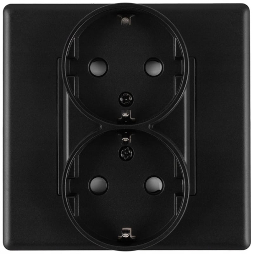 Dubbel Schuko-Stopcontact Zwart Met Randaarde Zonder Aardpen Set Met PVC-Afdekraam MIUUN