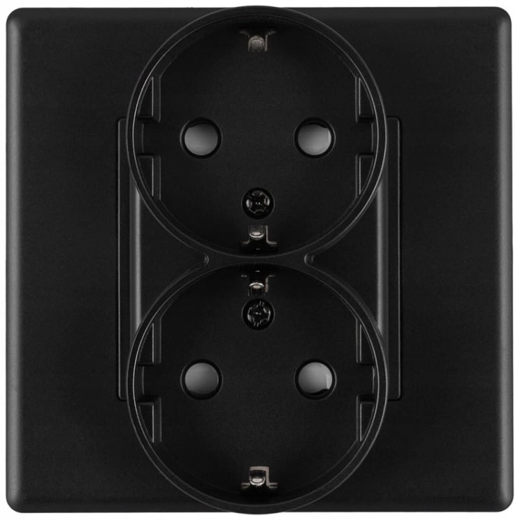 Dubbel Schuko-Stopcontact Zwart Met Randaarde Zonder Aardpen Set Met PVC-Afdekraam MIUUN