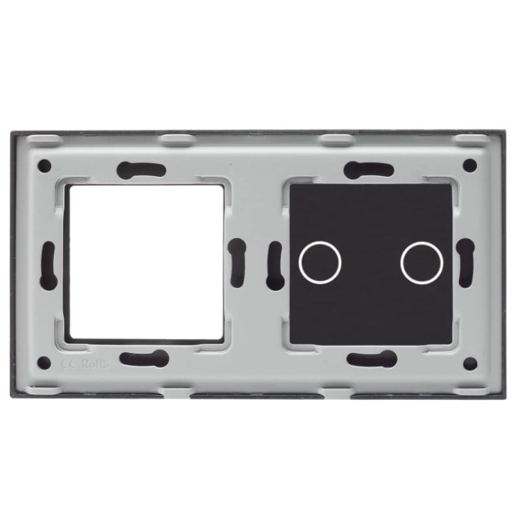 Afdekraam Touchpaneel Tweevoudig 2+S Glas Zwart