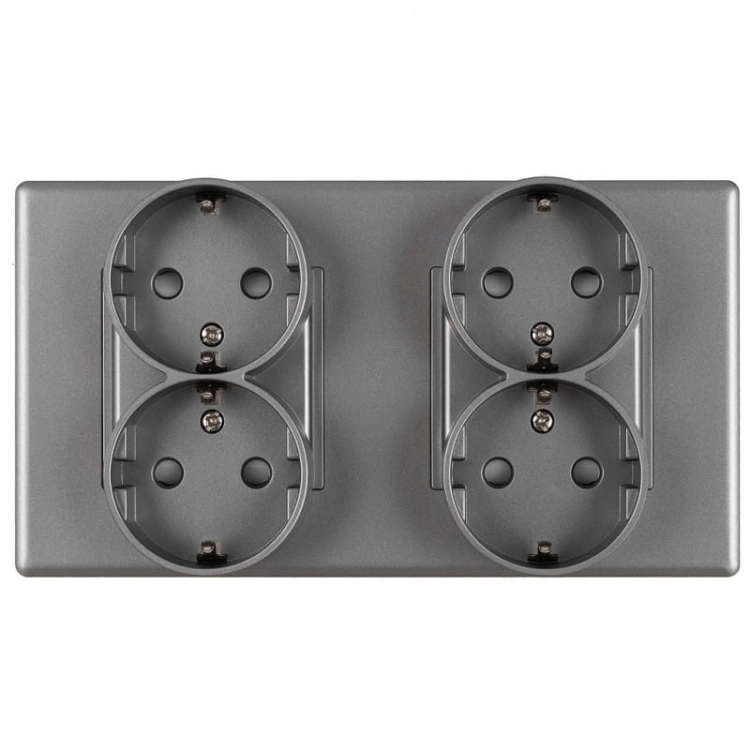 Dubbel Schuko-Stopcontact Grijs PVC Afdekraam En 2 X Dubbel Stopcontact MIUUN