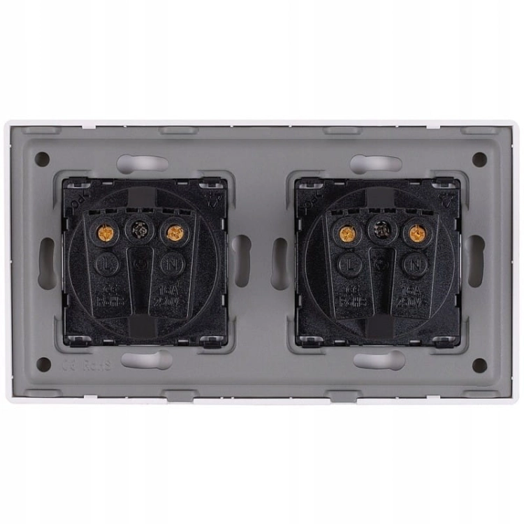 Dubbel Schuko-Stopcontact Goud Set PVC Tweevoudig Afdekraam 2 X Stopcontact MIUUN