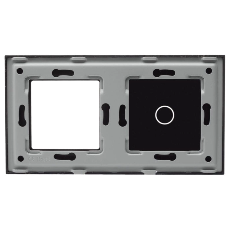 Afdekraam Touchpaneel Tweevoudig 1+S Glas Zwart