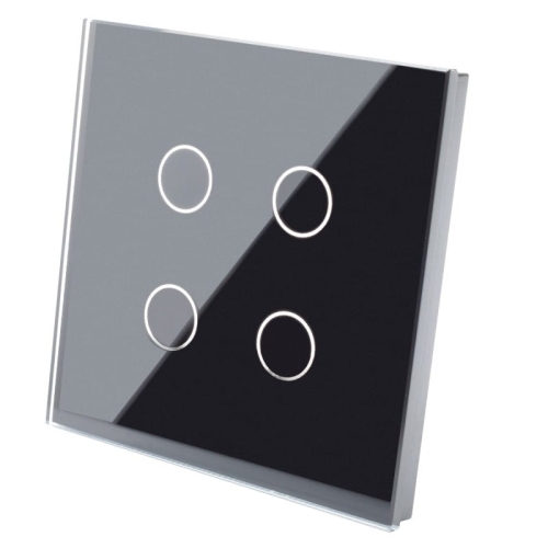 Afdekraam Touchpaneel Enkelvoudig Glas Zwart Voor Module Viervoudige Schakelaar