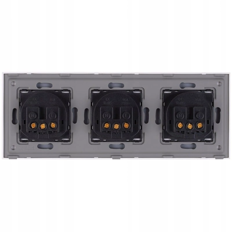 Drievoudig Glazen Stopcontact Wit Set Drievoudig Afdekraam En 3 X Enkel Stopcontact MIUUN